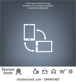 Rotate Smartphone or Cellular Phone or Tablet Icons in Vector