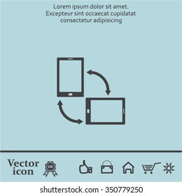 Rotate Smartphone or Cellular Phone or Tablet Icons in Vector