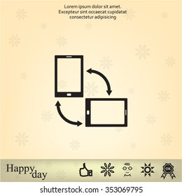 Rotate Smartphone or Cellular Phone or Tablet Icons in Vector