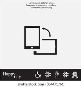 Rotate Smartphone or Cellular Phone or Tablet Icons in Vector