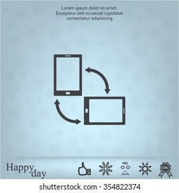 Rotate Smartphone or Cellular Phone or Tablet Icons in Vector