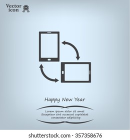 Rotate Smartphone or Cellular Phone or Tablet Icons in Vector