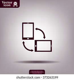 Rotate Smartphone or Cellular Phone or Tablet Icons in Vector