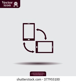 Rotate Smartphone or Cellular Phone or Tablet Icons in Vector