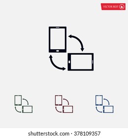 Rotate Smartphone or Cellular Phone or Tablet Icons in Vector