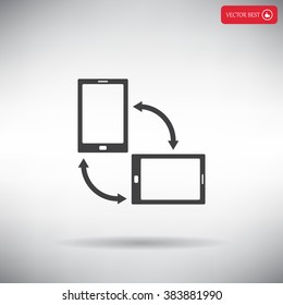 Rotate Smartphone or Cellular Phone or Tablet Icons in Vector