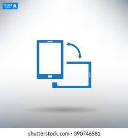 Rotate Smartphone or Cellular Phone or Tablet Icons in Vector
