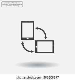 Rotate Smartphone or Cellular Phone or Tablet Icons in Vector