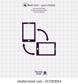 Rotate Smartphone or Cellular Phone or Tablet Icons in Vector