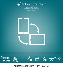 Rotate Smartphone or Cellular Phone or Tablet Icons in Vector