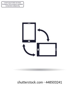 Rotate Smartphone or Cellular Phone or Tablet Icons in Vector