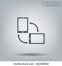 Rotate Smartphone or Cellular Phone or Tablet Icons in Vector