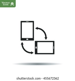 Rotate Smartphone or Cellular Phone or Tablet Icons in Vector