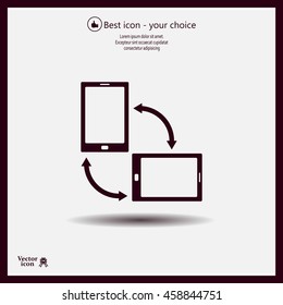 Rotate Smartphone or Cellular Phone or Tablet Icons in Vector