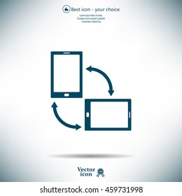 Rotate Smartphone or Cellular Phone or Tablet Icons in Vector