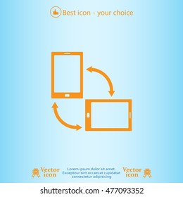 Rotate Smartphone or Cellular Phone or Tablet Icons in Vector