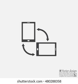 Rotate Smartphone or Cellular Phone or Tablet Icons in Vector