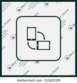 Rotate Smartphone or Cellular Phone or Tablet Icons in Vector