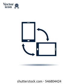 Rotate Smartphone or Cellular Phone or Tablet Icons in Vector