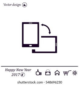 Rotate Smartphone or Cellular Phone or Tablet Icons in Vector