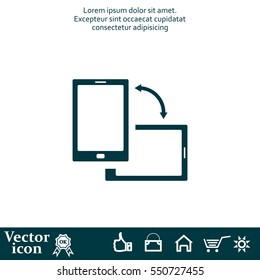 Rotate Smartphone or Cellular Phone or Tablet Icons in Vector
