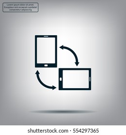 Rotate Smartphone or Cellular Phone or Tablet Icons in Vector