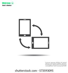 Rotate Smartphone or Cellular Phone or Tablet Icons in Vector