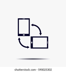 Rotate Smartphone or Cellular Phone or Tablet Icons in Vector