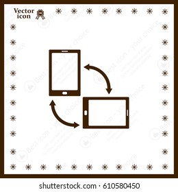 Rotate Smartphone or Cellular Phone or Tablet Icons in Vector