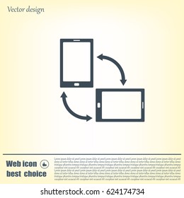 Rotate Smartphone or Cellular Phone or Tablet Icons in Vector