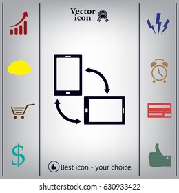 Rotate Smartphone or Cellular Phone or Tablet Icons in Vector