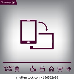 Rotate Smartphone or Cellular Phone or Tablet Icons in Vector
