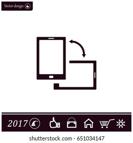 Rotate Smartphone or Cellular Phone or Tablet Icons in Vector