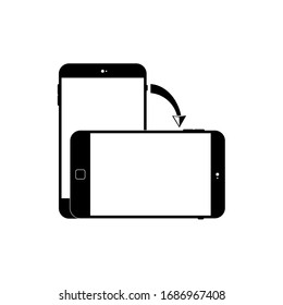 Gire el icono del smartphone en negro o símbolo de rotación del dispositivo en fondo blanco aislado. Vector EPS 10