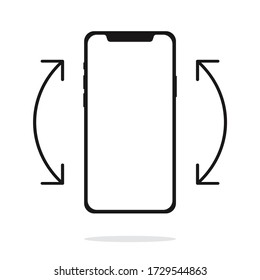 Rotate smartphone icon in black.Mobile screen rotation on isolated white background . vector . Stock Photo. 