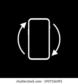 Rotate smartphone icon isolated on black background, sign symbol. Vector illustration.