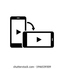 Rotate smartphone icon. Mobile screen with play button. Horisontal or vertical rotation Vector EPS 10