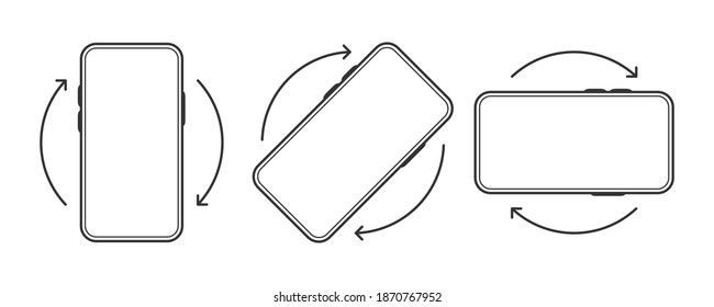 Rotate Smartphone icon on white background. Device rotation symbol. Line Vector illustration.