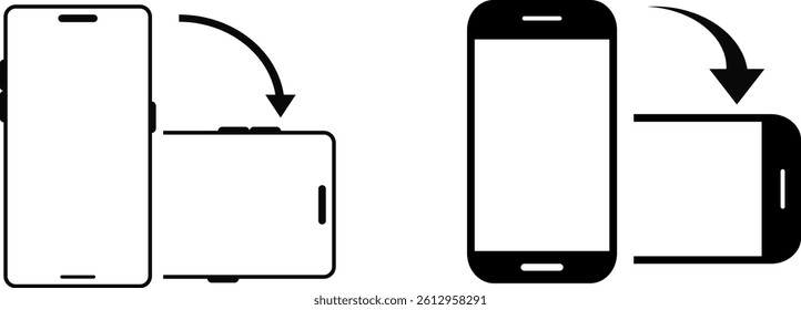 Rotate smartphone icon set. Rotate smartphone icon. Device rotation symbol. Rotate Mobile phone. Turn your device sign
