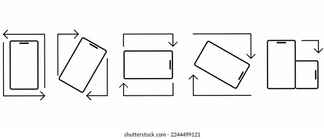 Rotate smartphone icon set isolated on white background