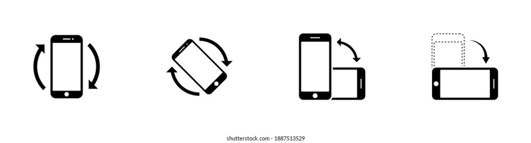 Rotate smartphone icon set in modern flat design, mobile vector illustration for web site or mobile app' on white background. color editable