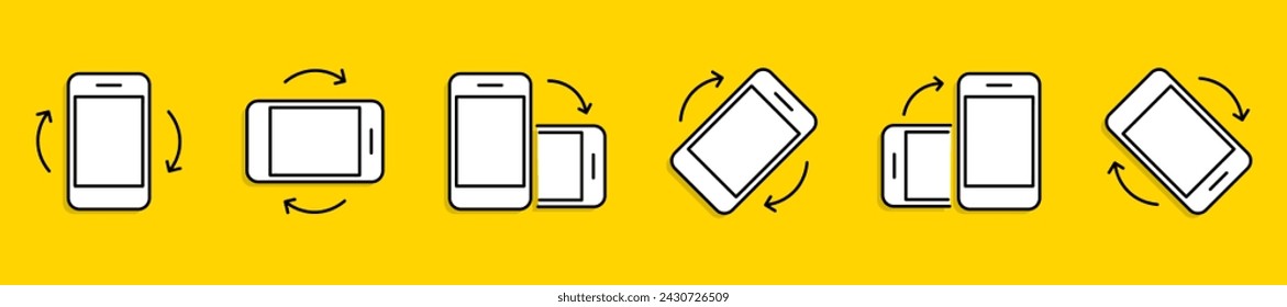 Rotate smartphone icon. Turn your mobile phone. Device rotation symbol. Rotate phone icon set vector illustration for web site or mobile app. Vector illustration
