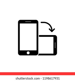 Rotate smartphone icon vector, device symbol. Simple, flat design for web or mobile app