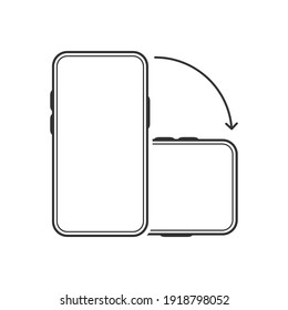 Rotate Smartphone Isolated Icon. Device Rotation Symbol On White Background. Mobile Screen Horizontal And Vertical Turn. Vector Illustration.