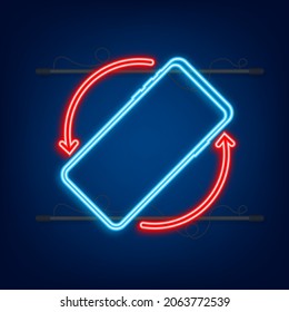 Rotate smartphone isolated icon. Neon icon. Device rotation symbol. Turn your device. Vector illustration