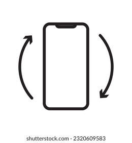 Rotate smartphone isolated icon in white background. Device rotation symbol. Turn your device.  Vector illustration. 