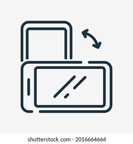 Rotate Smartphone Line Icon. Mobile Screen Rotation Linear Pictogram. Mobile Screen Horizontal and Vertical Turn Outline Icon. Editable Stroke. Isolated Vector Illustration.