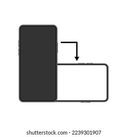Rotar smartphone. Pantalla telefónica vertical u horizontal. Icono de rotación del dispositivo.