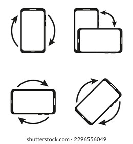 Rotate smartphone set icons. Vector illustration.