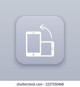 Rotate smartphone, Turn screen, gray vector button with white icon on gray background